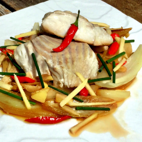 Poêlée de Cabillaud aromatisé au Gingembre
